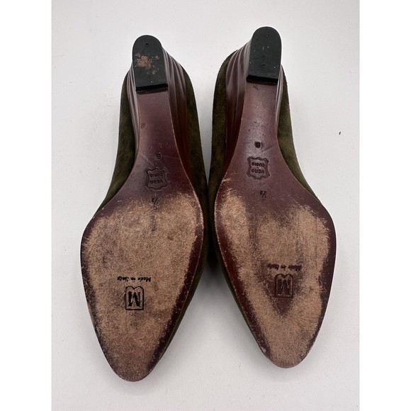 Vintage Bruno Magli Italy  Women’s Wedge Green Suede Shoe Sz 6.5 - Picture 6 of 7